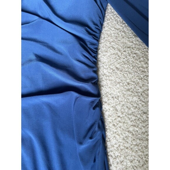 ADRIANNA PAPELL Beaded Shealth Dress Women 4 Blue Ruched 3/4 Sleeve Cocktail NEW - Picture 7 of 16